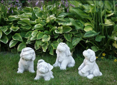 Garden Decoration White Dog Patio Stone Figures Decorative Statue Figure